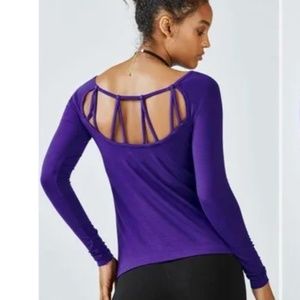 Long-Sleeve Strappy Back Top in Blue - Medium (EUC)